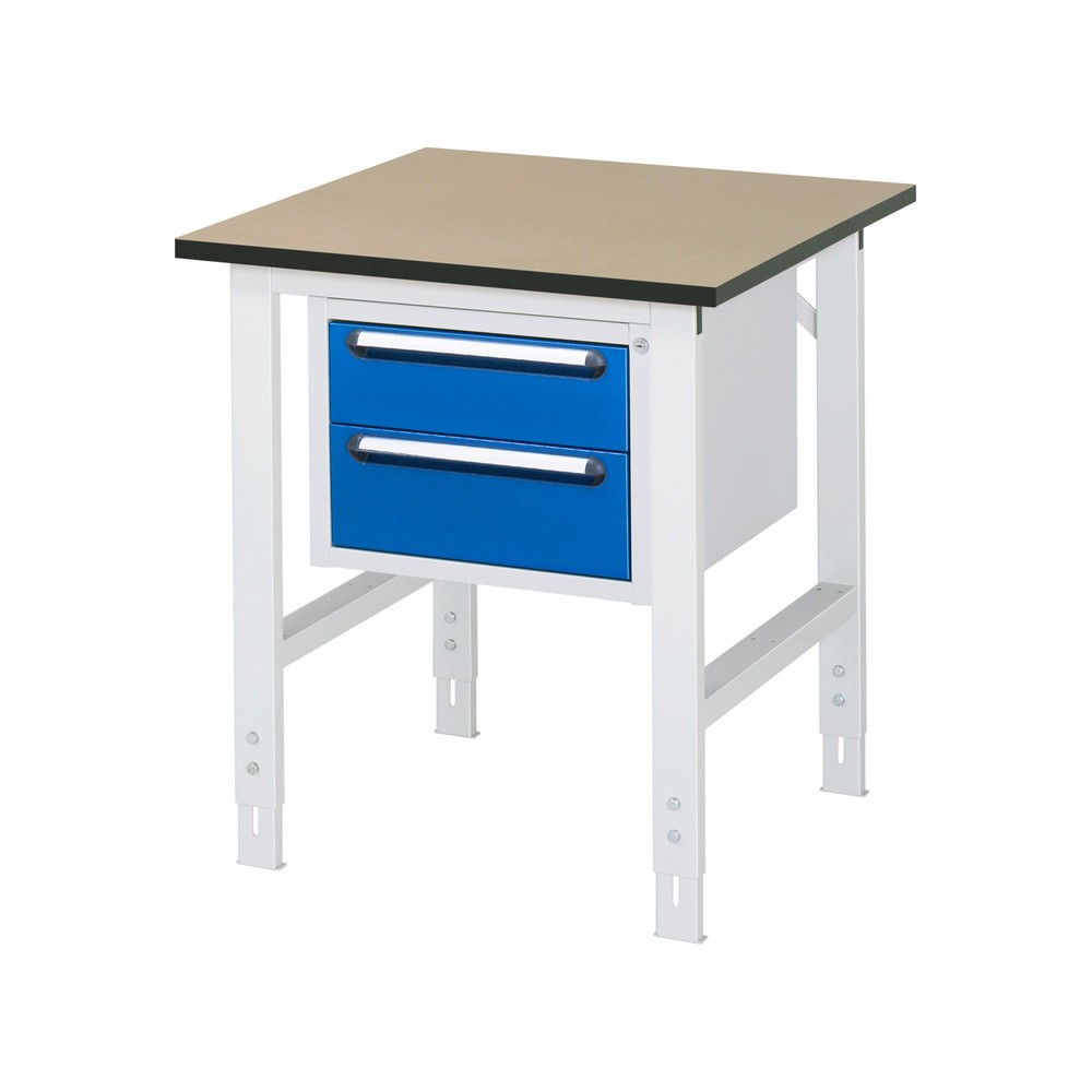 Illustration du produit: RAU Table de travail réglable en hauteur Série TOM, HxlxP 760-1 080 x 750 x 800 mm, 2 tiroirs, plan de travail en MDF