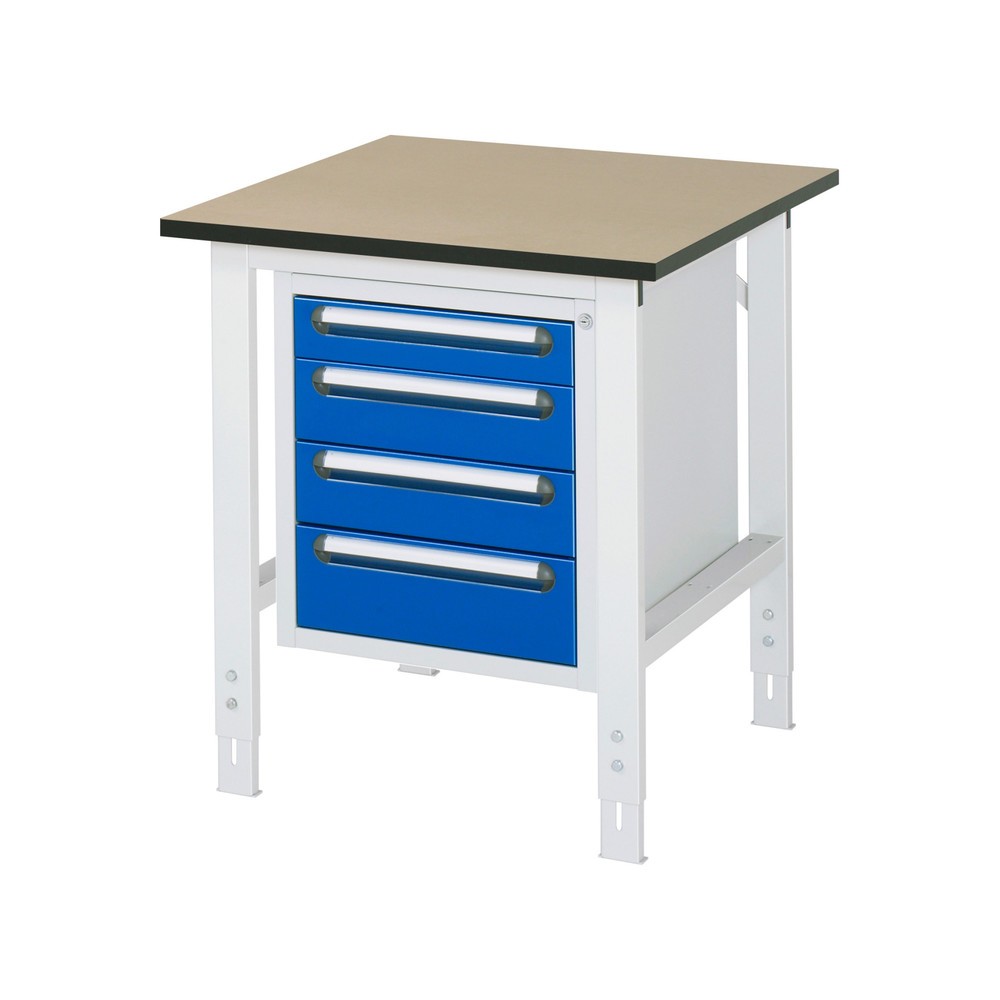 Illustration du produit: RAU Table de travail réglable en hauteur Série TOM, HxlxP 760-1 080 x 750 x 800 mm, 4 tiroirs, plan de travail en MDF