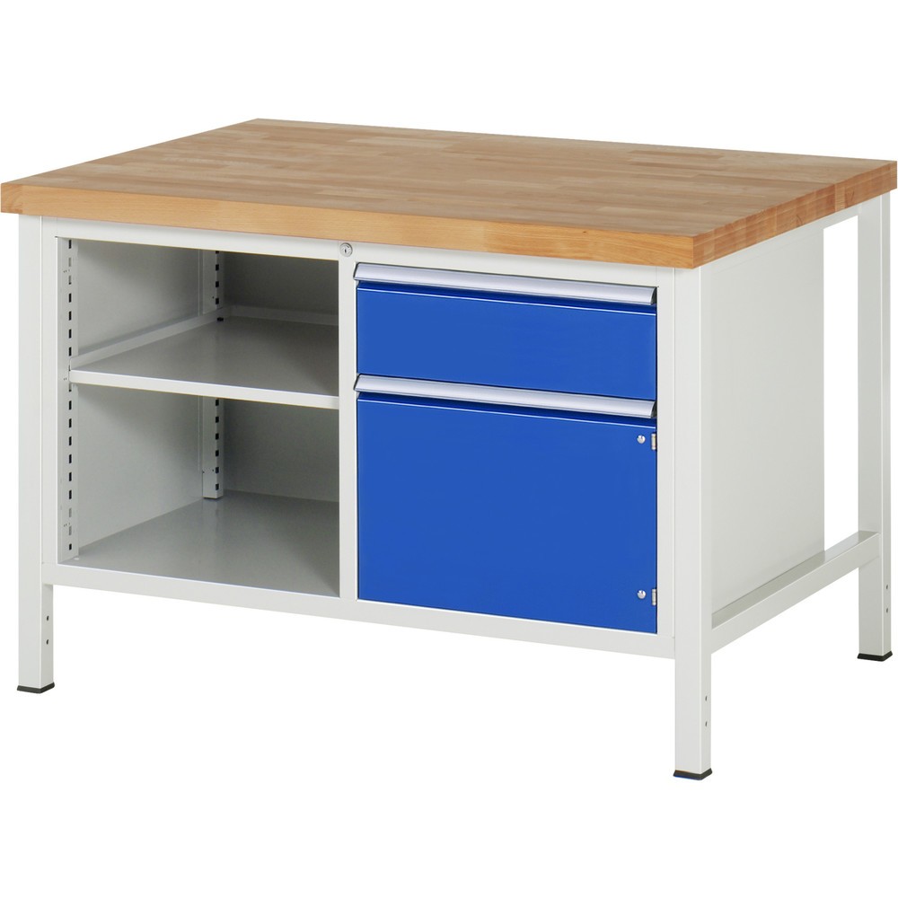 Illustration du produit: RAU Établi série 8000, 1 double caisson, HxlxP 840 x 1 250 x 900 mm, 1 tiroir, 1 porte battante