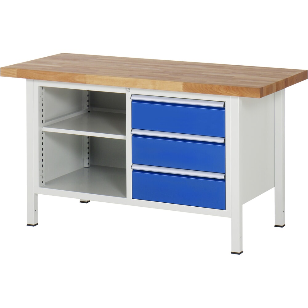 Illustration du produit: RAU Établi série 8000, 1 double caisson, HxlxP 840 x 1 500 x 700 mm, 3 tiroirs