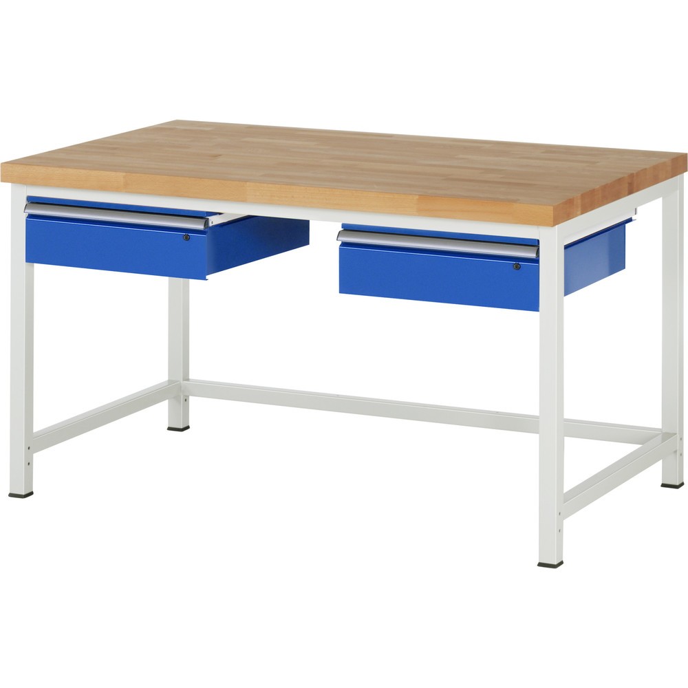 Illustration du produit: RAU Établi série 8000, HxlxP 840 x 1 500 x 900 mm, 2 tiroirs, capacité de charge des tiroirs 50 kg