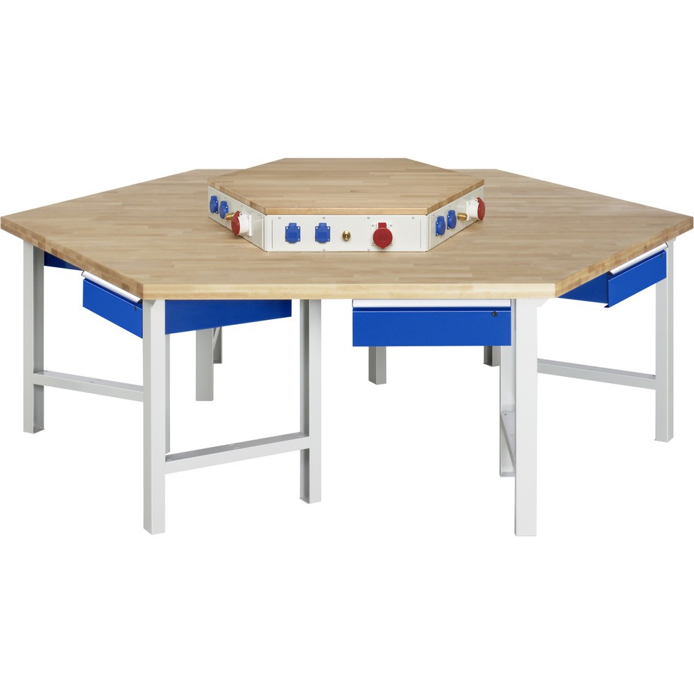 Product afbeelding: RAU groepswerkbank serie 4000, energievoorziening, hxbxd 840 x 2.700 x 2.340 mm, 6 lades met ErgoScript®