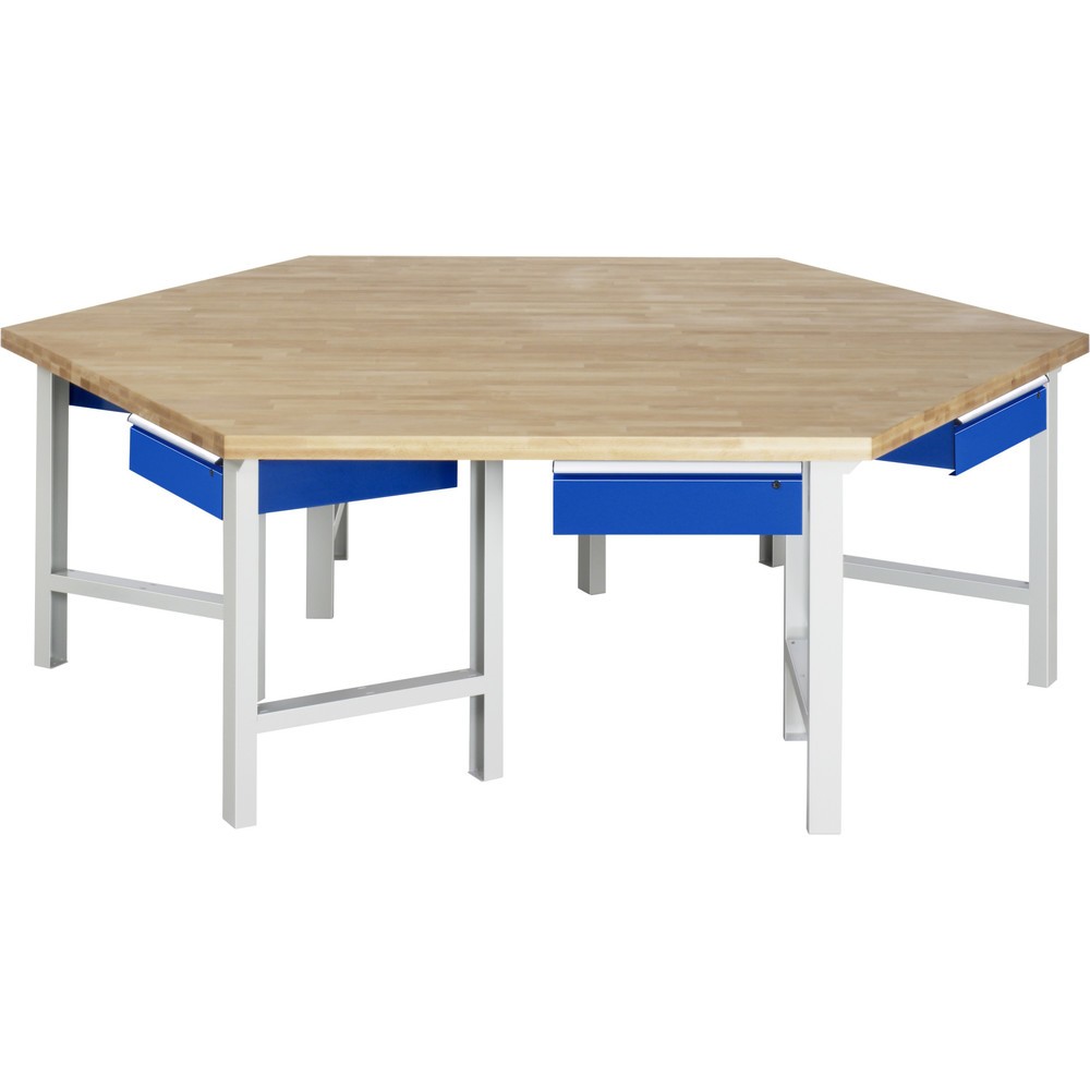 Produktabbildung Nr. 1: RAU Gruppenwerkbank Serie 4000, HxBxT 790-1.140 x 2.700 x 2.340 mm, 6 Schubladen mit ErgoScript®