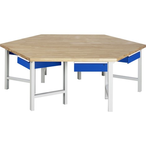 Produktabbildung Nr. 1: RAU Gruppenwerkbank Serie 4000, HxBxT 790-1.140 x 2.700 x 2.340 mm, 6 Schubladen mit ErgoScript®