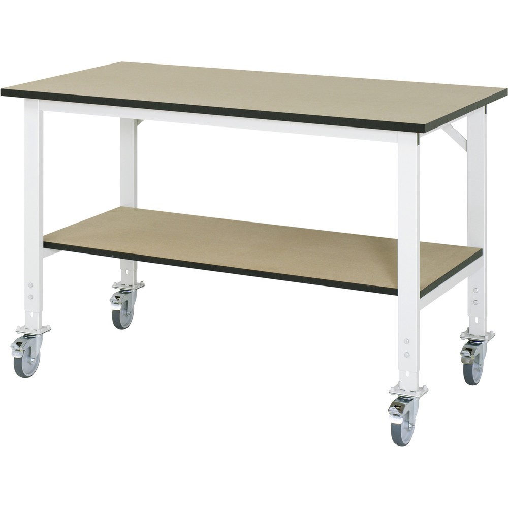 Produktabbildung: RAU höhenverstellbarer, mobiler Werktisch Serie TOM, HxBxT 760-1.080 x 1.500 x 800 mm, MDF Arbeitsplatte