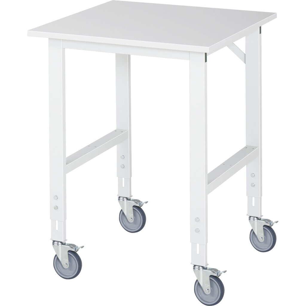 Produktabbildung Nr. 1: RAU höhenverstellbarer, mobiler Werktisch Serie TOM, Höhe 910-1.230 mm, BxT 750 x 800 mm, Arbeitplatte Melamin-Belag