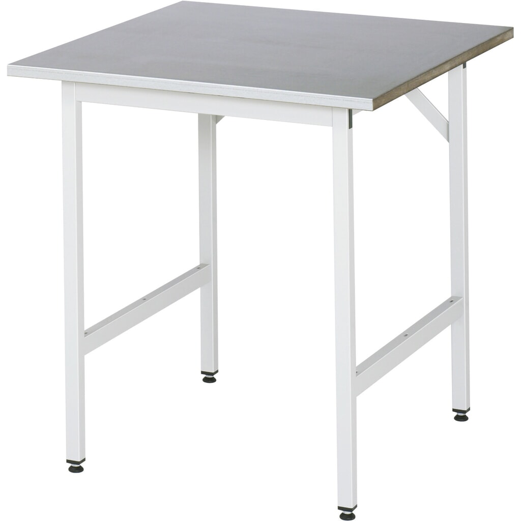 RAU höhenverstellbarer Werktisch Serie JERRY, HxBxT 800-850 x 750 x 800 mm, Arbeitsplatte Edelstahlblech-Belag Produktabbildung: RAU höhenverstellbarer Werktisch Serie JERRY, HxBxT 800-850 x 750 x 800 mm, Arbeitsplatte Edelstahlblech-Belag