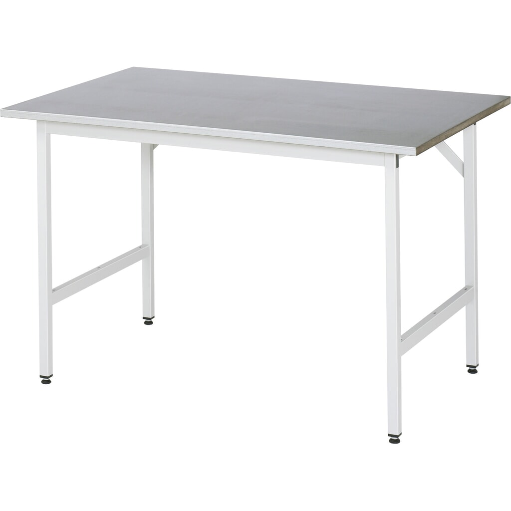 RAU höhenverstellbarer Werktisch Serie JERRY, HxBxT 800-850 x 1.250 x 800 mm, Arbeitsplatte Edelstahlblech-Belag Produktabbildung: RAU höhenverstellbarer Werktisch Serie JERRY, HxBxT 800-850 x 1.250 x 800 mm, Arbeitsplatte Edelstahlblech-Belag