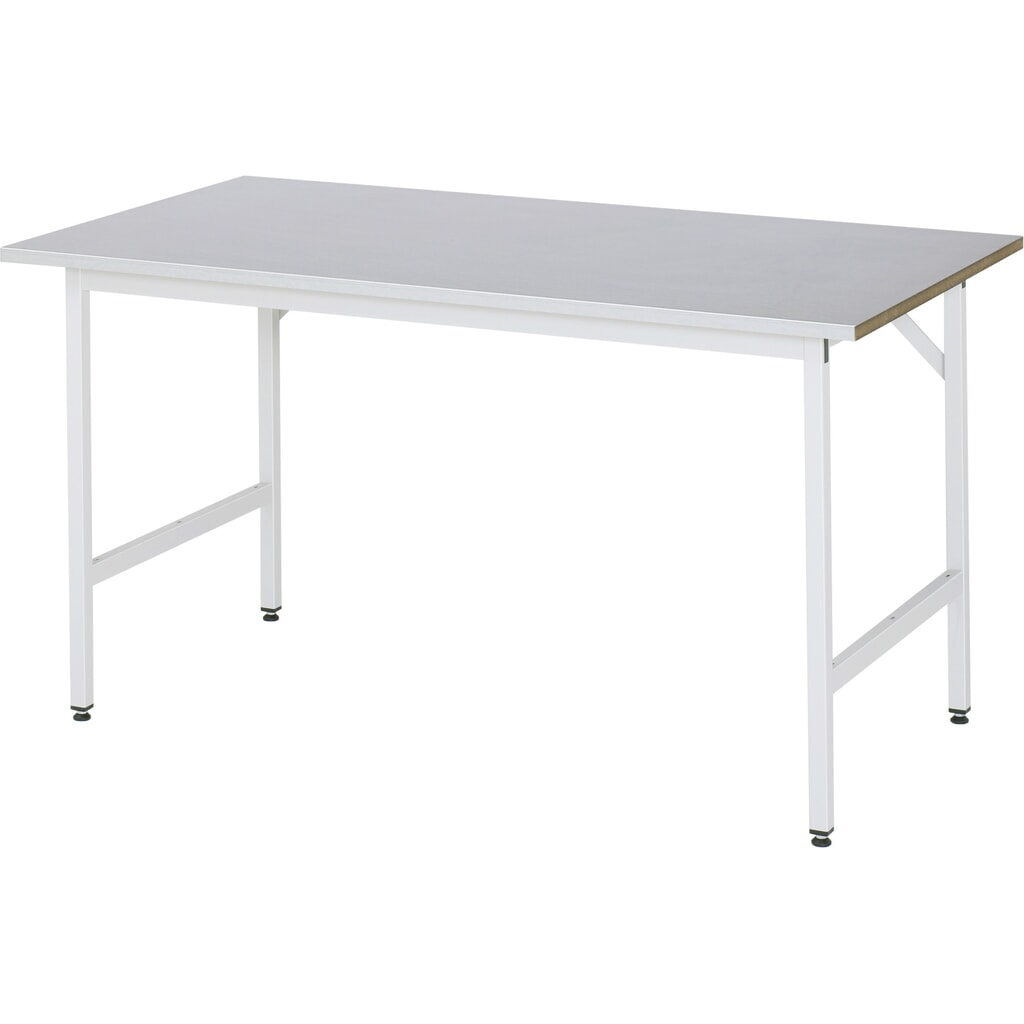 RAU höhenverstellbarer Werktisch Serie JERRY, HxBxT 800-850 x 1.500 x 800 mm, Arbeitsplatte Stahlblech-Belag Produktabbildung: RAU höhenverstellbarer Werktisch Serie JERRY, HxBxT 800-850 x 1.500 x 800 mm, Arbeitsplatte Stahlblech-Belag