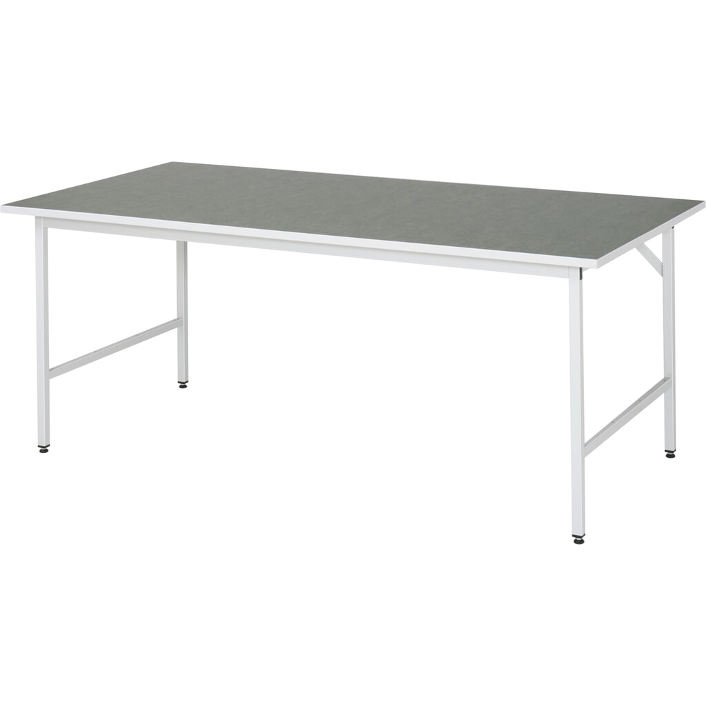 RAU höhenverstellbarer Werktisch Serie JERRY, HxBxT 800-850 x 2.500 x 1.000 mm, Arbeitsplatte Universal-/Linoleum-Belag Produktabbildung: RAU höhenverstellbarer Werktisch Serie JERRY, HxBxT 800-850 x 2.500 x 1.000 mm, Arbeitsplatte Universal-/Linoleum-Belag