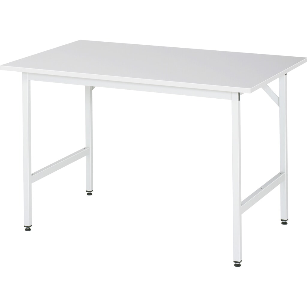 Produktabbildung: RAU höhenverstellbarer Werktisch Serie JERRY, HxBxT 800-850 x 1.250 x 800 mm, Arbeitsplatte EGB-Melamin-Belag