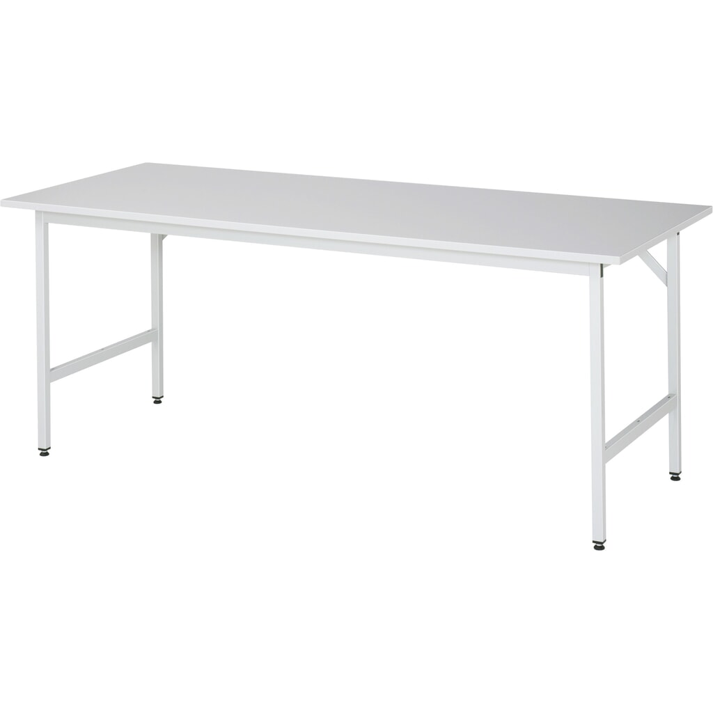 RAU höhenverstellbarer Werktisch Serie JERRY, HxBxT 800-850 x 2.500 x 800 mm, Arbeitsplatte EGB-Melamin-Belag Produktabbildung: RAU höhenverstellbarer Werktisch Serie JERRY, HxBxT 800-850 x 2.500 x 800 mm, Arbeitsplatte EGB-Melamin-Belag