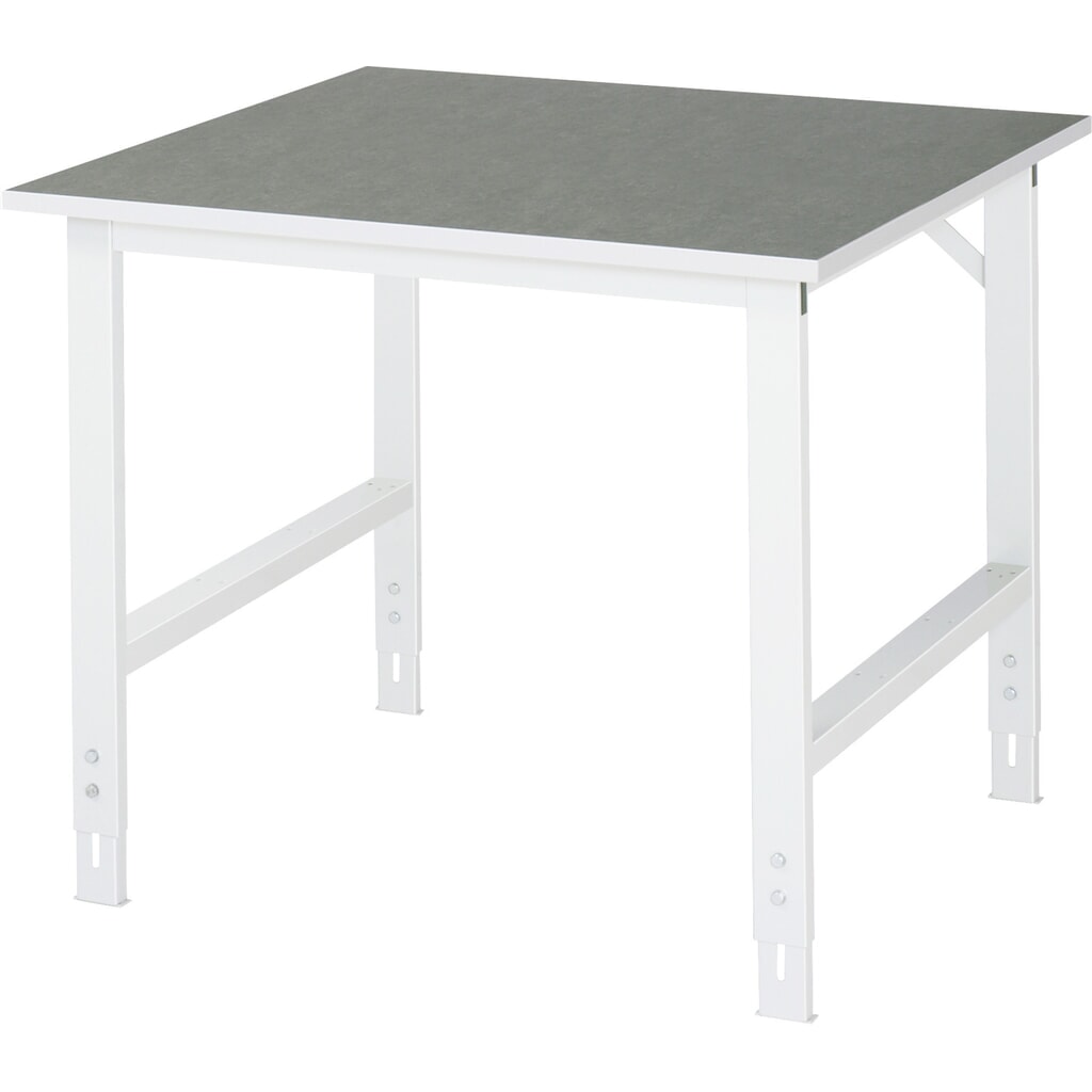 Produktabbildung: RAU höhenverstellbarer Werktisch Serie TOM, HxBxT 760-1.080 x 1.000 x 1.000 mm, Arbeitsplatte Linoleum-/Universal-Belag