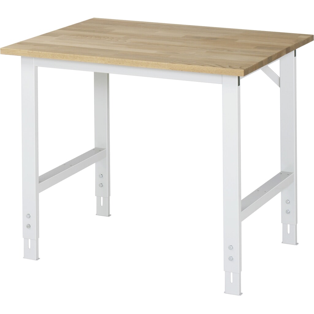 Produktabbildung: RAU höhenverstellbarer Werktisch Serie TOM, HxBxT 760-1.080 x 1.000 x 800 mm, Arbeitsplatte Buche-Massiv