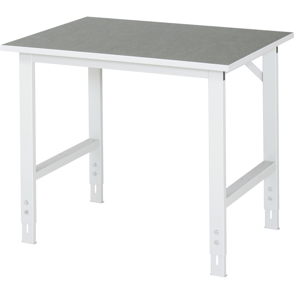 Produktabbildung: RAU höhenverstellbarer Werktisch Serie TOM, HxBxT 760-1.080 x 1.000 x 800 mm, Arbeitsplatte Linoleum-/Universal-Belag