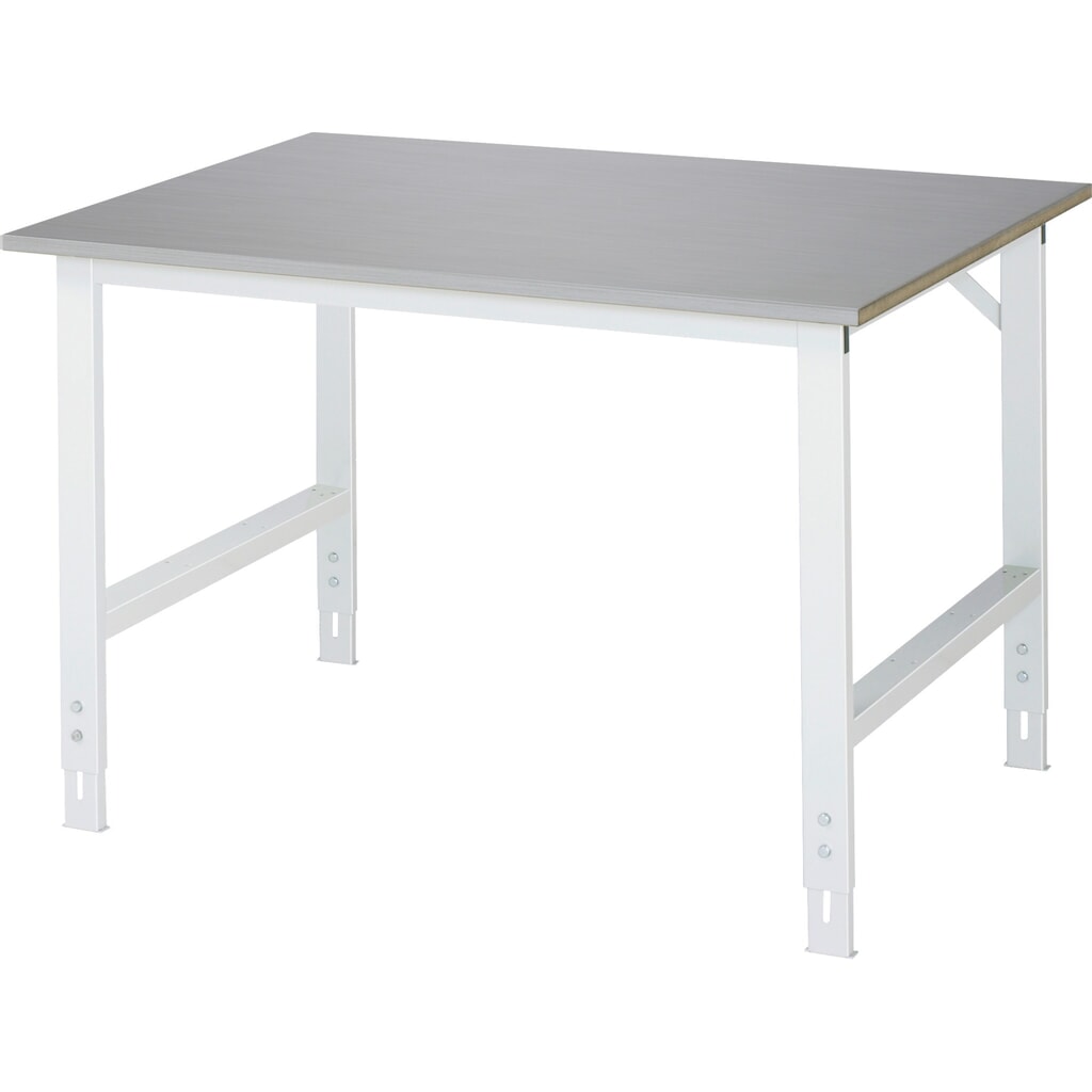 RAU höhenverstellbarer Werktisch Serie TOM, HxBxT 760-1.080 x 1.250 x 1.000 mm, Arbeitsplatte Edelstahlblech-Belag Produktabbildung: RAU höhenverstellbarer Werktisch Serie TOM, HxBxT 760-1.080 x 1.250 x 1.000 mm, Arbeitsplatte Edelstahlblech-Belag