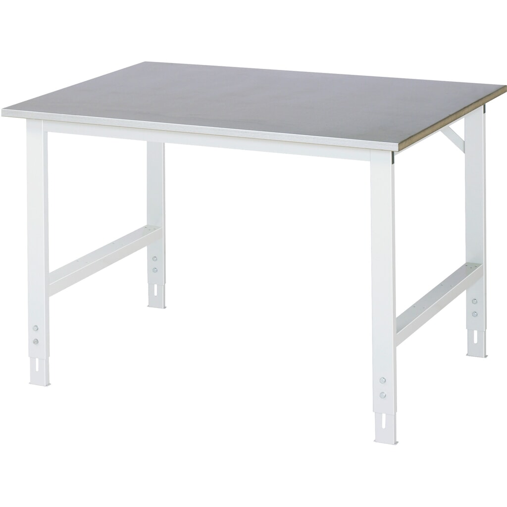 Produktabbildung: RAU höhenverstellbarer Werktisch Serie TOM, HxBxT 760-1.080 x 1.250 x 1.000 mm, Arbeitsplatte Stahlblechbelag