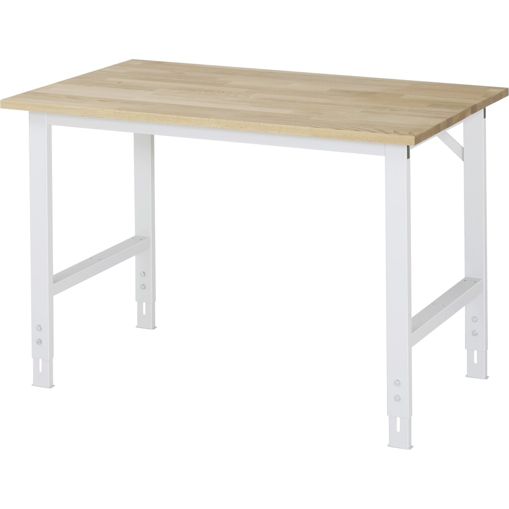 Produktabbildung: RAU höhenverstellbarer Werktisch Serie TOM, HxBxT 760-1.080 x 1.250 x 800 mm, Arbeitsplatte Buche-Massiv