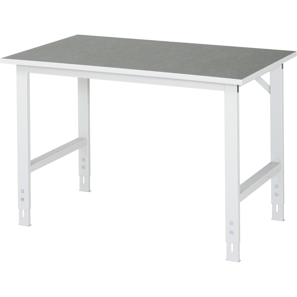 RAU höhenverstellbarer Werktisch Serie TOM, HxBxT 760-1.080 x 1.250 x 800 mm, Arbeitsplatte Linoleum-/Universal-Belag Produktabbildung: RAU höhenverstellbarer Werktisch Serie TOM, HxBxT 760-1.080 x 1.250 x 800 mm, Arbeitsplatte Linoleum-/Universal-Belag