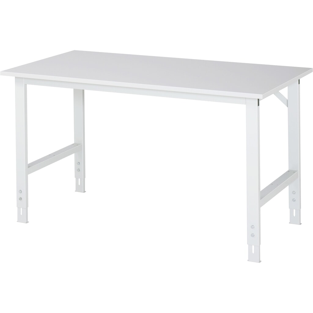 RAU höhenverstellbarer Werktisch Serie TOM, HxBxT 760-1.080 x 1.500 x 800 mm, Arbeitsplatte Melamin-Belag Produktabbildung: RAU höhenverstellbarer Werktisch Serie TOM, HxBxT 760-1.080 x 1.500 x 800 mm, Arbeitsplatte Melamin-Belag