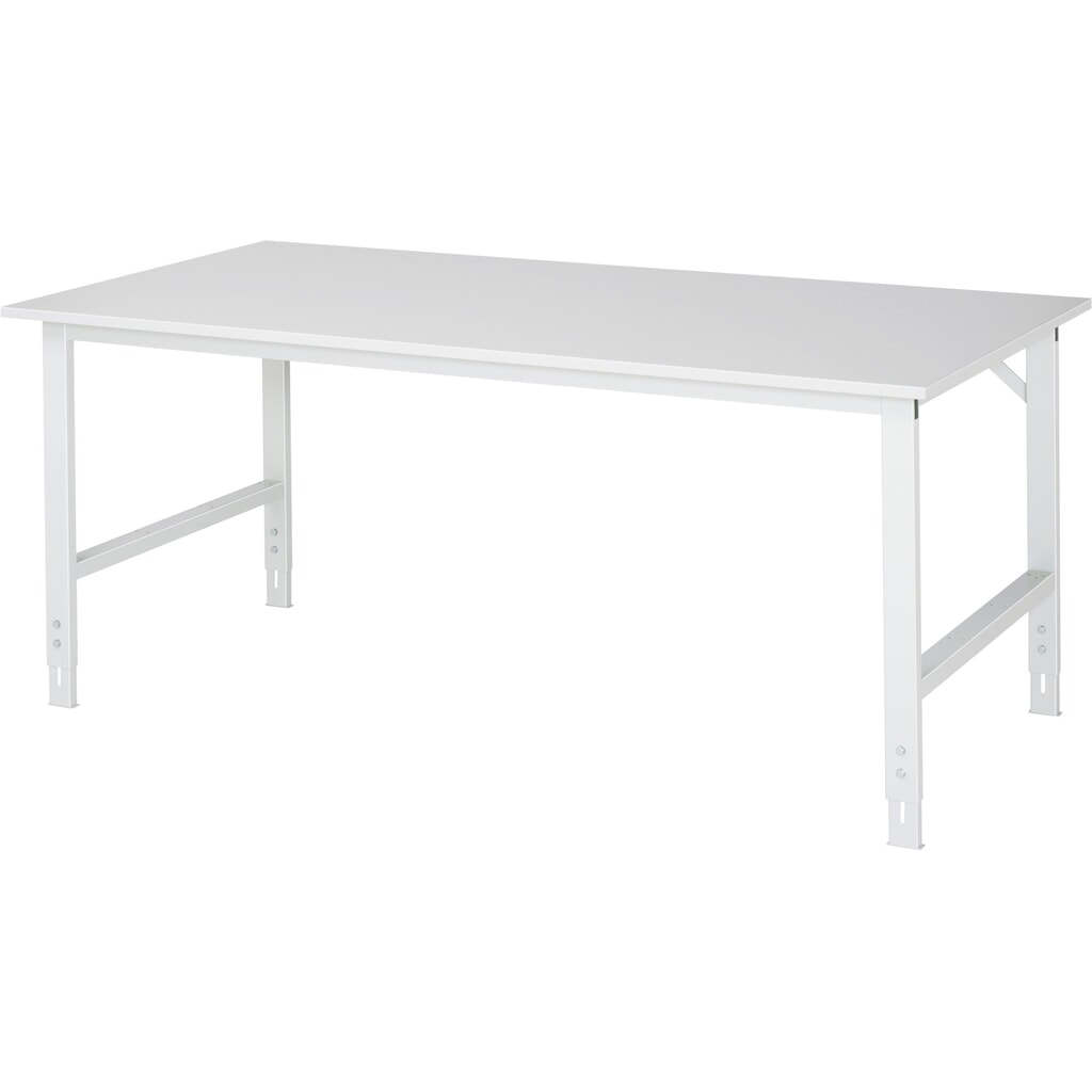 RAU höhenverstellbarer Werktisch Serie TOM, HxBxT 760-1.080 x 2.000 x 1.000 mm, Arbeitsplatte EGB-Melaminbelag Produktabbildung: RAU höhenverstellbarer Werktisch Serie TOM, HxBxT 760-1.080 x 2.000 x 1.000 mm, Arbeitsplatte EGB-Melaminbelag