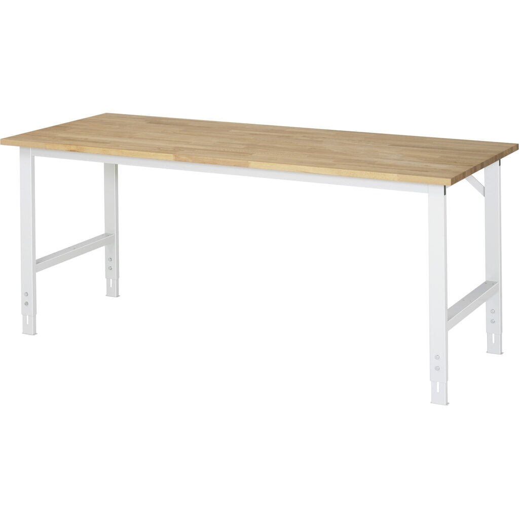 Produktabbildung: RAU höhenverstellbarer Werktisch Serie TOM, HxBxT 760-1.080 x 2.000 x 800 mm, Arbeitsplatte Buche-Massiv