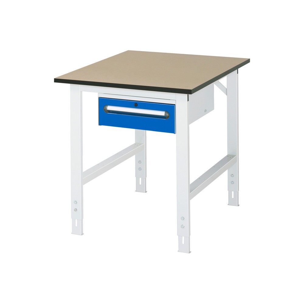 Produktabbildung Nr. 1: RAU höhenverstellbarer Werktisch Serie TOM, HxBxT 760-1.080 x 750 x 1.000 mm, 1 Schublade, MDF Arbeitsplatte