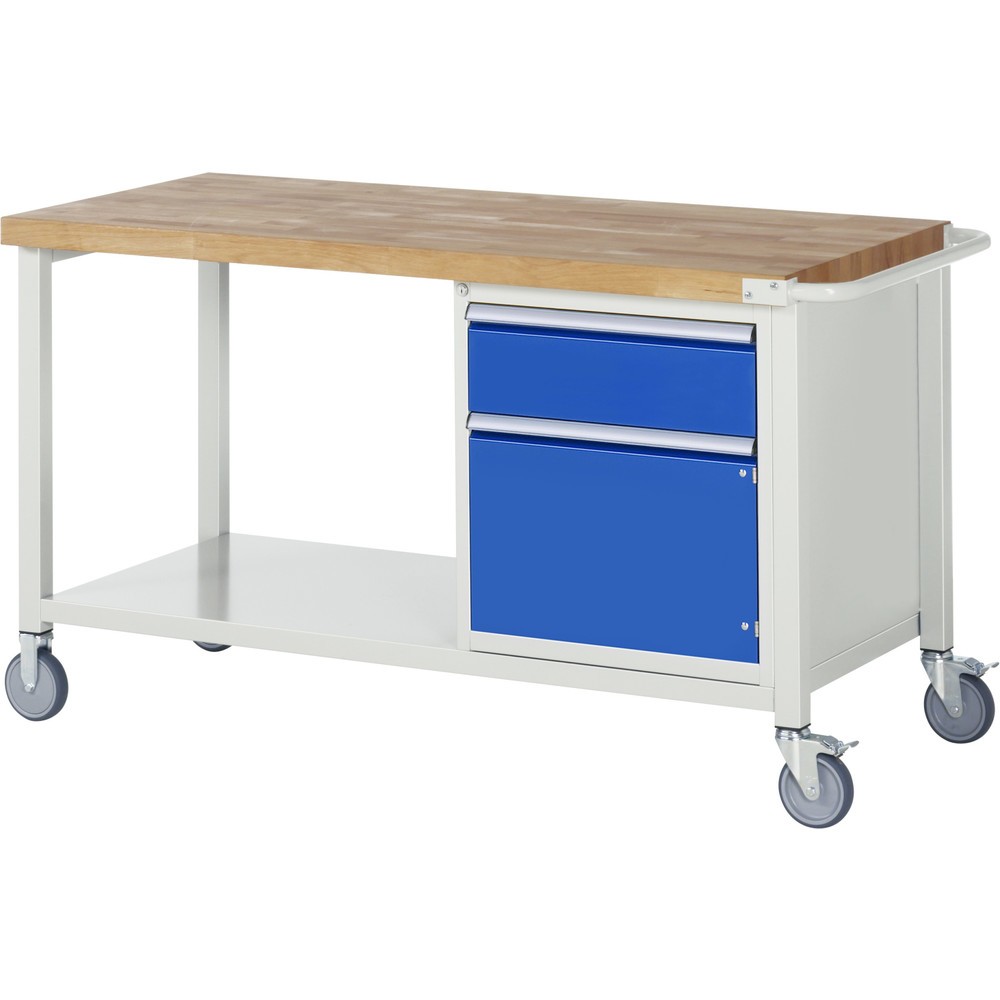 Produktabbildung: RAU mobile Werkbank Serie 8000, 1 Ablageboden, 1 Flügeltür, HxBxT 880-1.080 x 1.500 x 700 mm, 1 Schublade