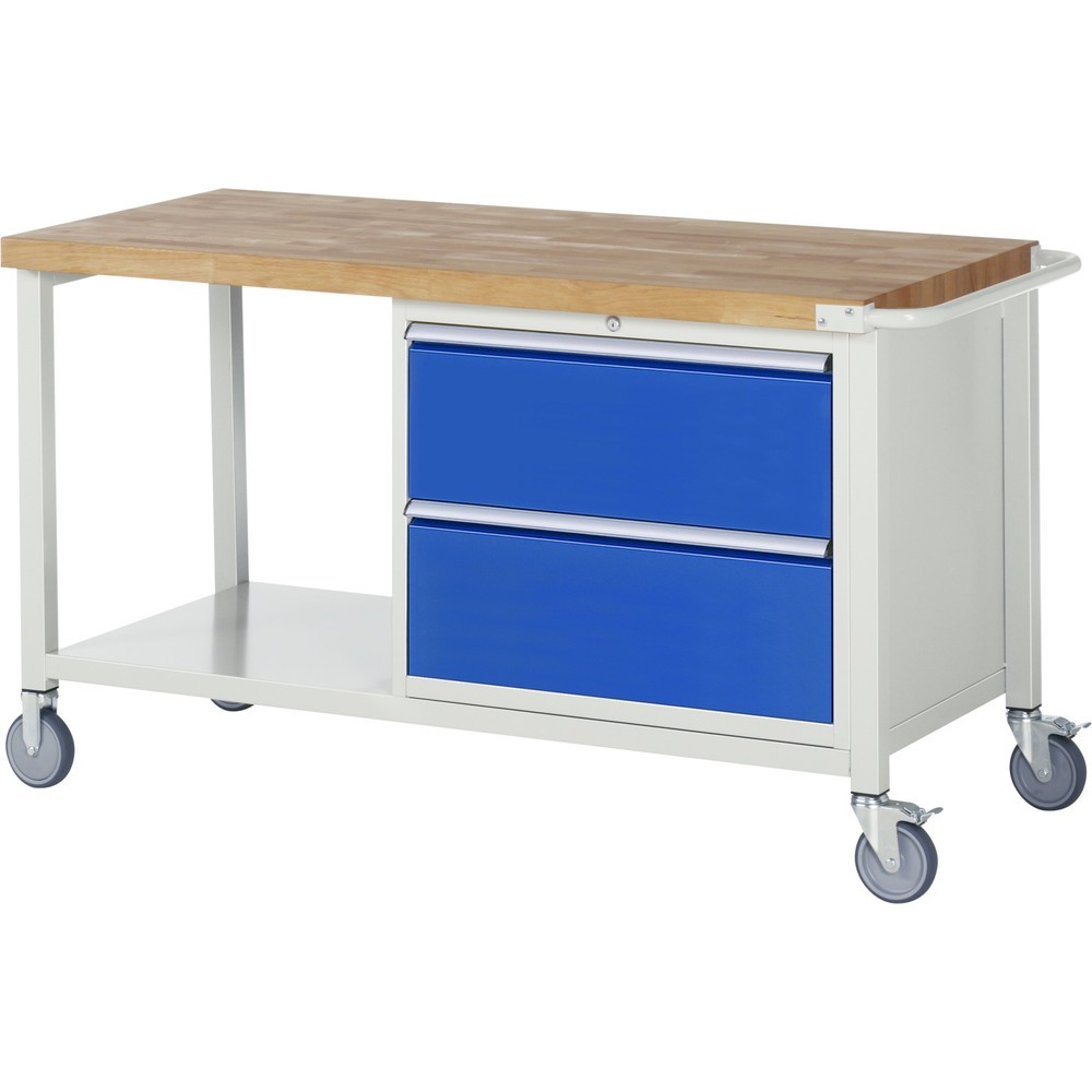 Produktabbildung Nr. 1: RAU mobile Werkbank Serie 8000, 1 Ablageboden, HxBxT 880 x 1.500 x 700 mm, 2 x 90%-Auszug-Schubladen