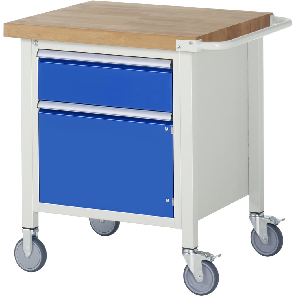 RAU mobile Werkbank Serie 8000, HxBxT 880 x 750 x 700 mm, 1 Container, 1 Flügeltür, 1 x 90%-Auszug-Schublade Produktabbildung: RAU mobile Werkbank Serie 8000, HxBxT 880 x 750 x 700 mm, 1 Container, 1 Flügeltür, 1 x 90%-Auszug-Schublade
