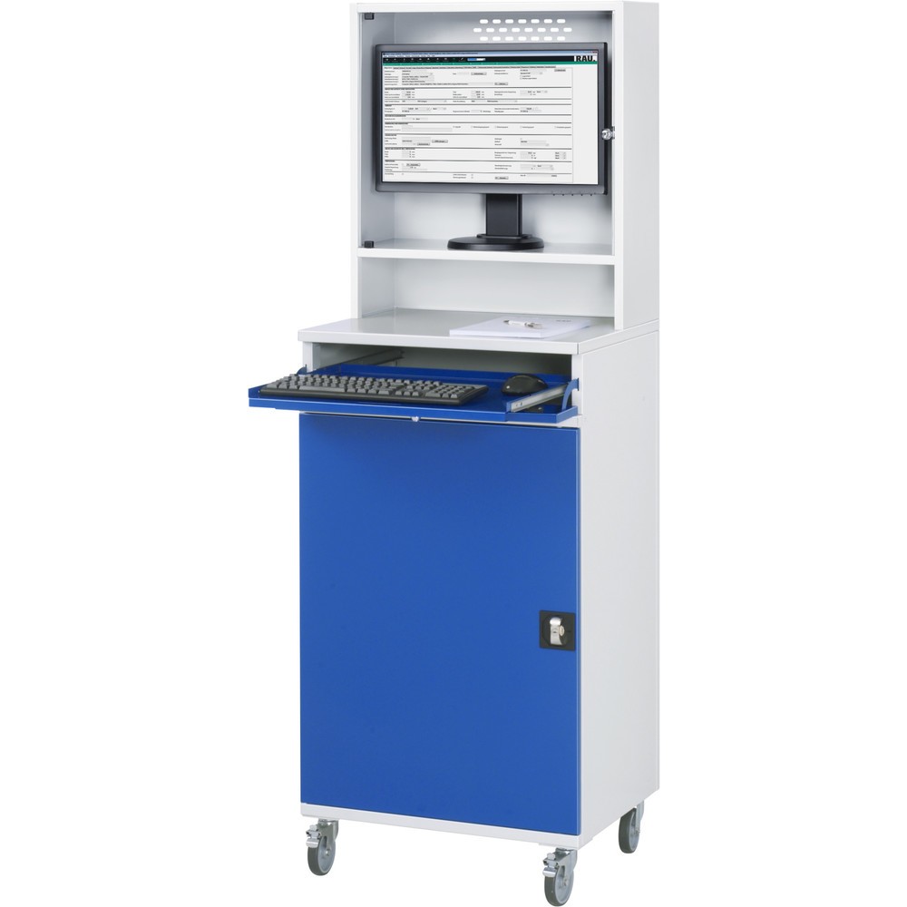 Produktabbildung Nr. 2: RAU mobiler Computer-Schrank, Monitorgehäuse, Tastaturauszug, Flügeltür, Schubladenanzahl x H x B: 2 x 80 x 570 mm