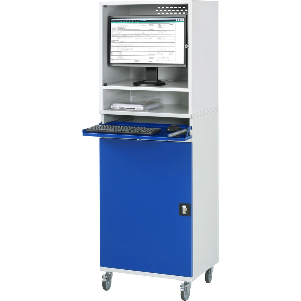 Produktabbildung Nr. 2: RAU mobiler Computer-Schrank, Monitorgehäuse, Tastaturauszug, Flügeltür, Schubladenanzahl x H x B: 2 x 80 x 570 mm