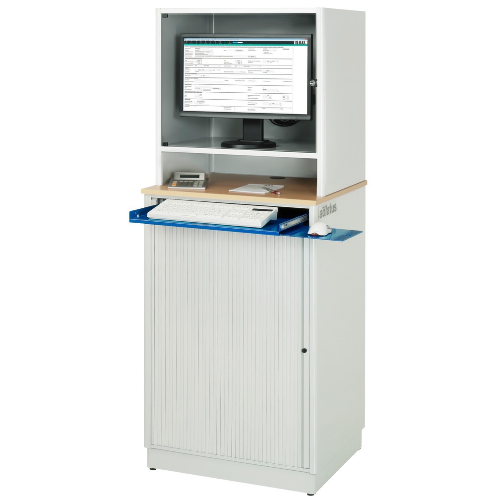 N° de l'image du produit 5 : RAU Poste informatique, porte-clavier coulissant, 1 tiroir, fixe
