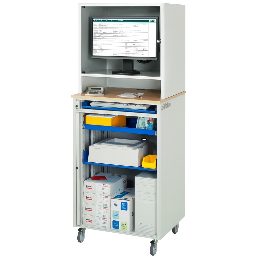 N° de l'image du produit 2 : RAU Poste informatique, porte-clavier coulissant, 1 tiroir, mobile