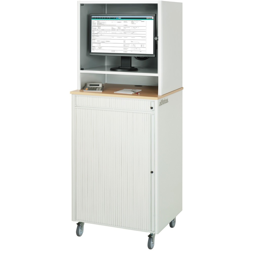 N° de l'image du produit 3 : RAU Poste informatique, porte-clavier coulissant, 1 tiroir, mobile
