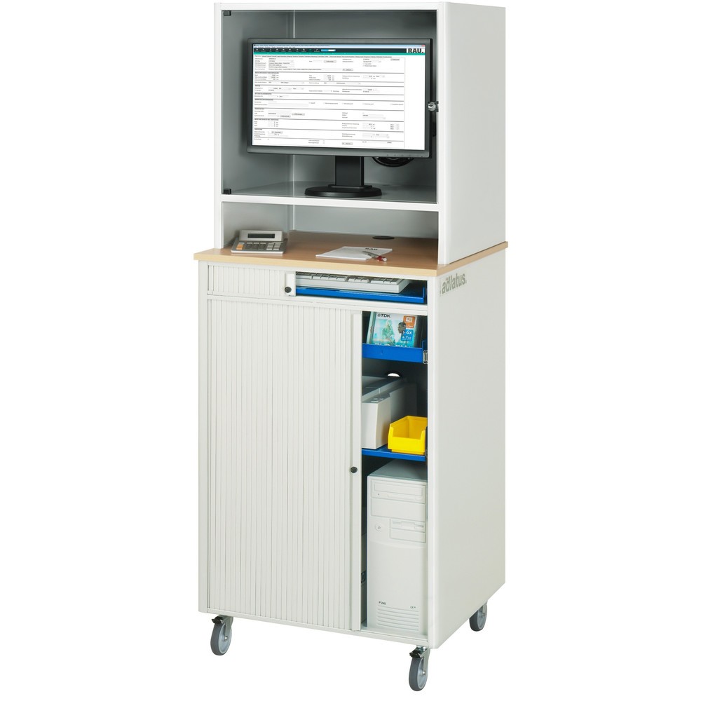 N° de l'image du produit 4 : RAU Poste informatique, porte-clavier coulissant, 1 tiroir, mobile