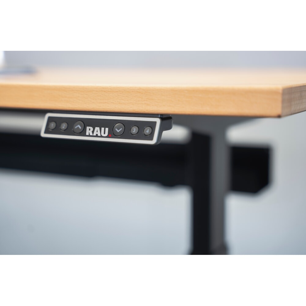 Produktabbildung Nr. 4: RAU Schreibtisch adlatus 100, elektrisch höhenverstellbar, HxBxT 650-1.300 x 1.250 x 800 mm, tiefschwarz, Buche-Massiv Arbeitsplatte