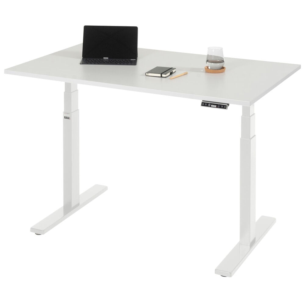 Produktabbildung: RAU Schreibtisch adlatus 100, elektrisch höhenverstellbar, HxBxT 650-1.300 x 1.250 x 800 mm, lichtgrau, Melamin Arbeitsplatte
