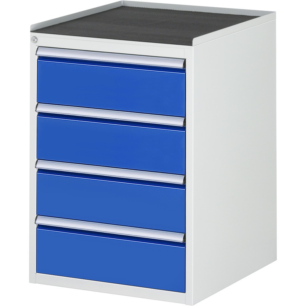 Produktabbildung: RAU Schubladenschrank Serie 7000, HxBxT 825 x 580 x 650 mm, 4 x 90%-Auszug-Schubladen 4 x 180 mm, Arbeitsplatte Metall