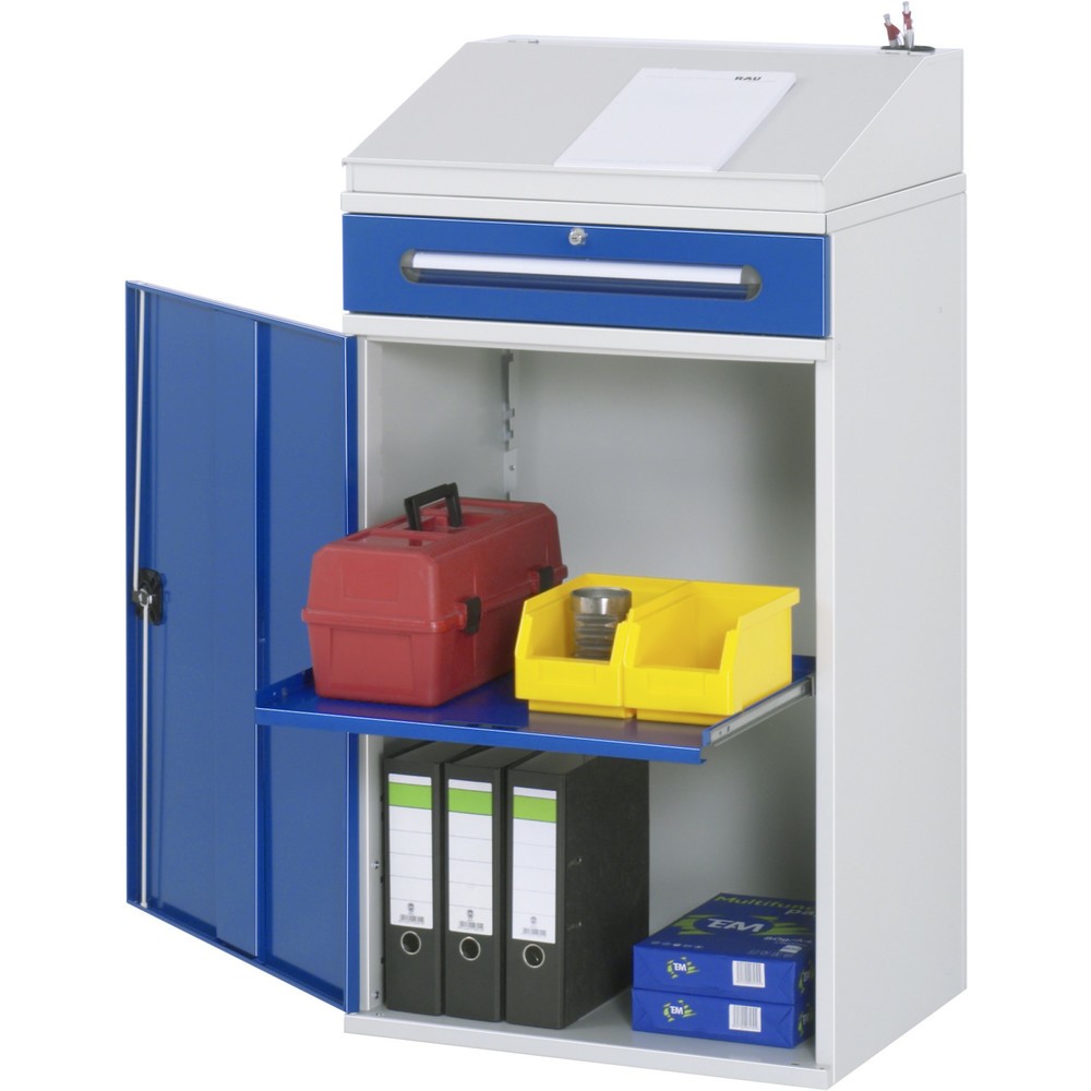 Produktabbildung Nr. 1: RAU Pultschrank, HxBxT 1.100-1.220 x 650 x 520 mm, Schubladen 1 x 120 mm
