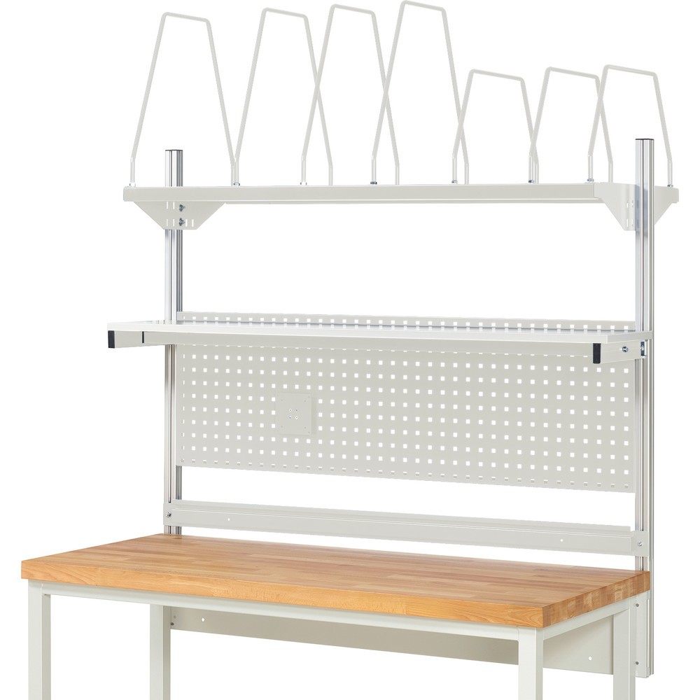N° de l'image du produit 2 : Module d’établi RAU, haut. x larg. x prof. 1 130 x 1 500 x 350 mm, avec 1 étagère, 1 rail de fixation et 1 support pour écran plat, kit complet 03 pour largeur de produit 2 000 mm