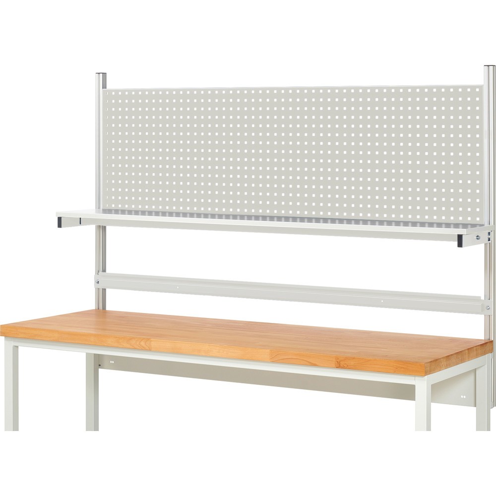 Productafbeelding nr. 2: Werkbankopbouw RAU, hxbxd 1.130 x 2.000 x 350 mm, met 1 legbord / plaat met melamineharscoating en 1 draagrail, complete set 01 voor productbreedte 2.000 mm