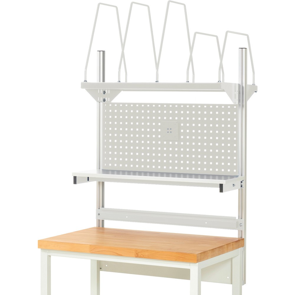 Productafbeelding nr. 2: Werkbankopbouw RAU, hxbxd 1.130 x 1.000 x 350 mm, met 1 legbord, 1 draagrail en 1 flatscreenhouder, complete set 03 voor productbreedte 1.000 mm