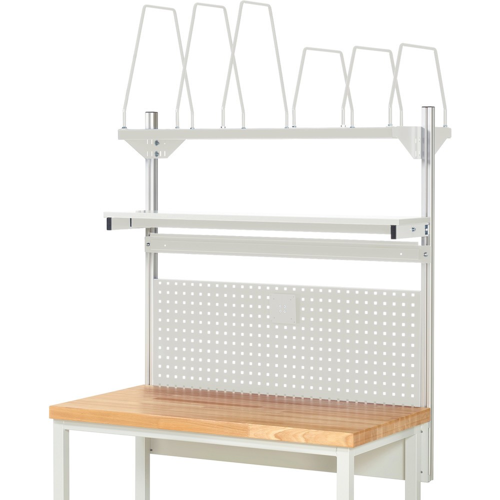 Produktabbildung Nr. 2: RAU Werkbank-Aufbau, HxBxT 1.130 x 1.250 x 350 mm, mit 1 Etagenboard, 1 Halteschiene und 1 Flachbildschirmhalter, Komplettset 03 für Produktbreite 1.250 mm