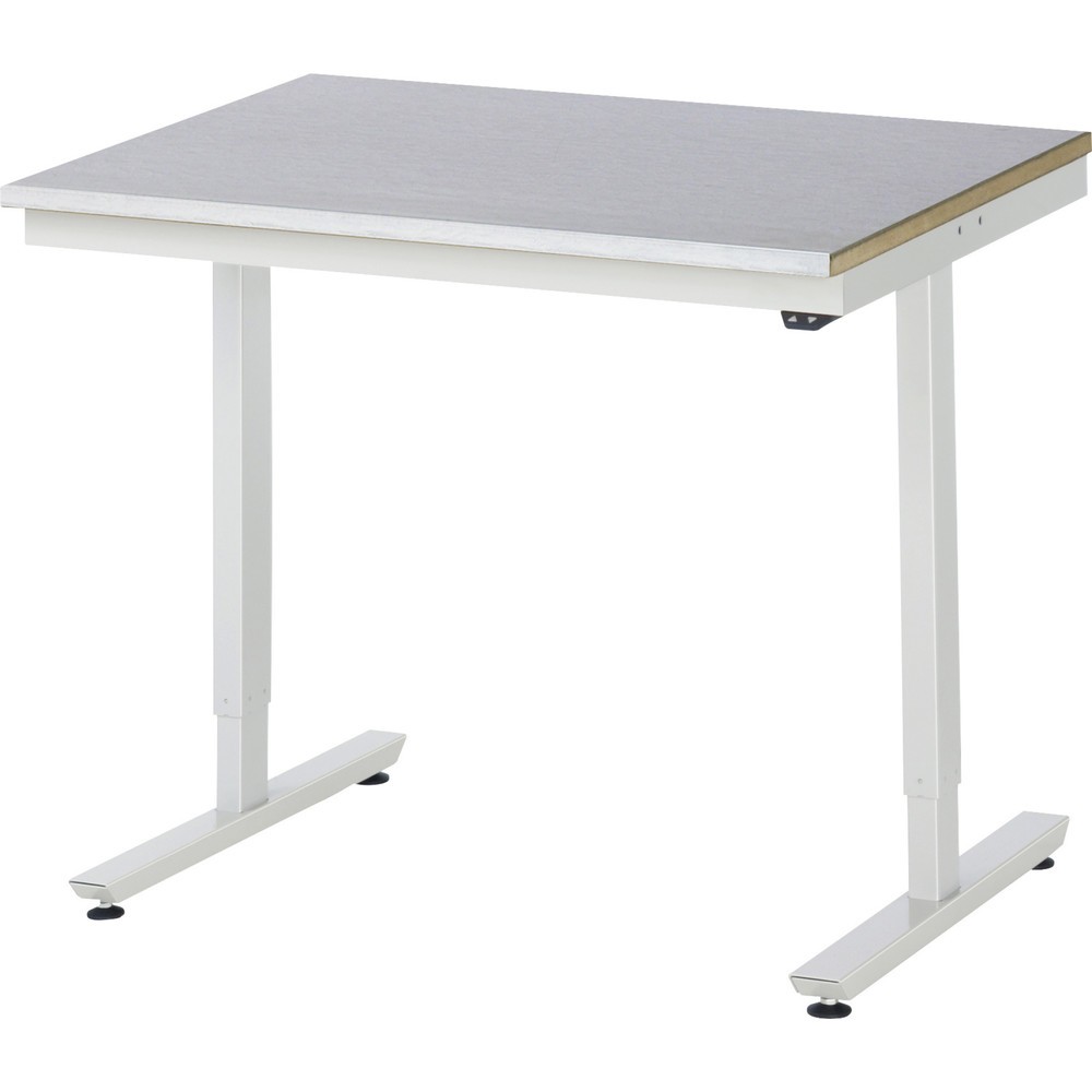 Illustration du produit: RAU Table de travail à réglage électrique de la hauteur Série adlatus 300, HxlxP 720-1 120 x 1 000 x 800 mm, plan de travail avec revêtement en tôle d’acier inoxydable
