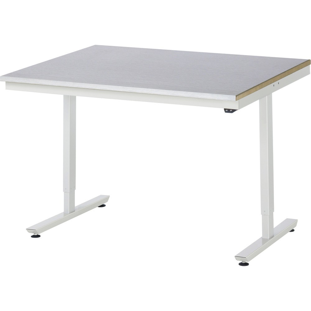 Illustration du produit: RAU Table de travail à réglage électrique de la hauteur Série adlatus 300, HxlxP 720-1 120 x 1 250 x 1 000 mm, plan de travail avec revêtement en tôle d’acier