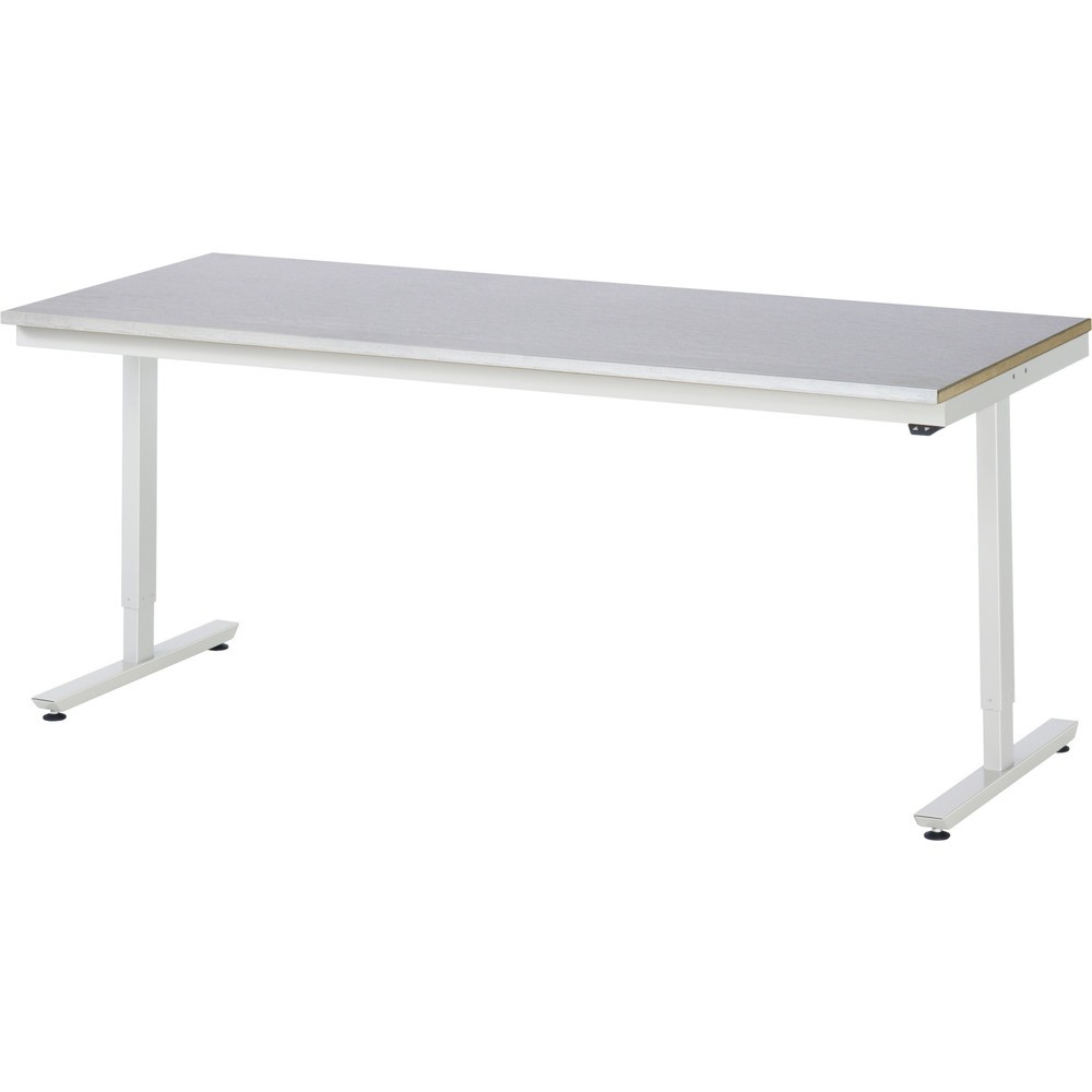 Illustration du produit: RAU Table de travail à réglage électrique de la hauteur Série adlatus 300, HxlxP 720-1 120 x 2 000 x 800 mm, plan de travail avec revêtement en tôle d’acier