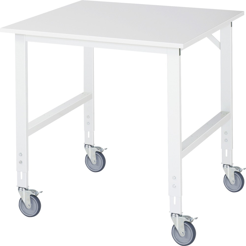 Illustration du produit: RAU Table de travail mobile réglable en hauteur Série TOM, hauteur 910-1 230 mm, lxP 1 000 x 1 000 mm, plan de travail avec revêtement en mélamine