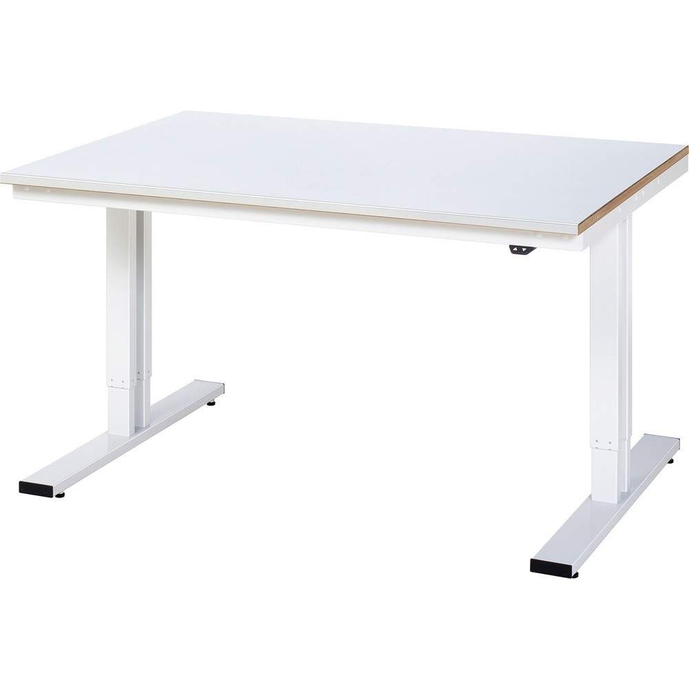 Illustration du produit: RAU Table pour poste de travail à réglage électrique de la hauteur série adlatus 300, HxlxP 720-1 120 x 1 500 x 1 000 mm, plan de travail recouvert de tôle d’acier