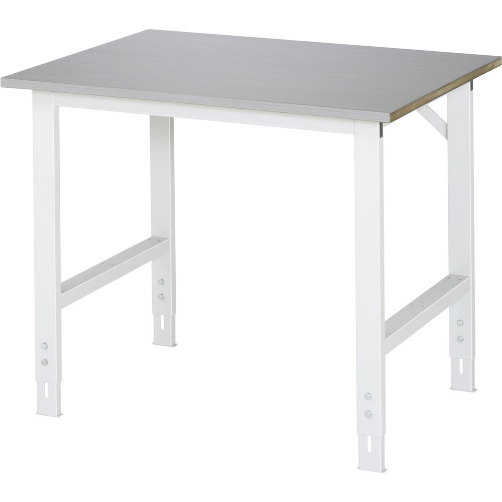 Illustration du produit: RAU Table pour poste de travail réglable en hauteur série TOM, HxlxP 760-1 080 x 1 000 x 800 mm, plan de travail en tôle d’acier inoxydable